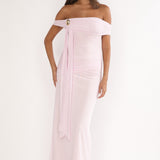 Evanthe Off-Shoulder Sash Maxi Dress Blush