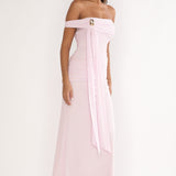 Evanthe Off-Shoulder Sash Maxi Dress Blush