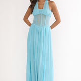 Jovella Halterneck Mesh Dress Blue
