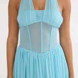Jovella Halterneck Mesh Dress Blue