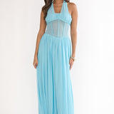 Jovella Halterneck Mesh Dress Blue