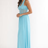 Jovella Halterneck Mesh Dress Blue