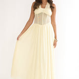 Jovella Halterneck Mesh Dress Butter