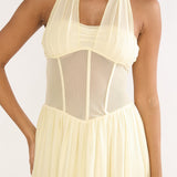 Jovella Halterneck Mesh Dress Butter