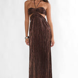 Isle Cut-Out Halterneck Maxi Dress Gold