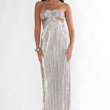 Isle Cut-Out Halterneck Maxi Dress Silver