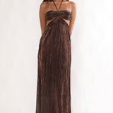 Isle Cut-Out Halterneck Maxi Dress Gold