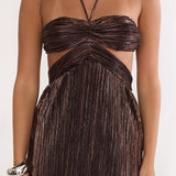Isle Cut-Out Halterneck Maxi Dress Gold