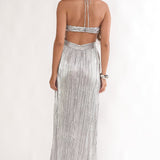 Isle Cut-Out Halterneck Maxi Dress Silver