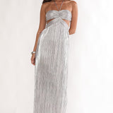 Isle Cut-Out Halterneck Maxi Dress Silver