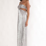 Isle Cut-Out Halterneck Maxi Dress Silver