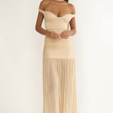 Delora Off-Shoulder Scarf Maxi Dress Beige