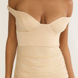 Delora Off-Shoulder Scarf Maxi Dress Beige