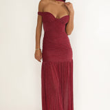 Delora Off-Shoulder Scarf Maxi Dress Red
