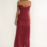 Delora Off-Shoulder Scarf Maxi Dress Red
