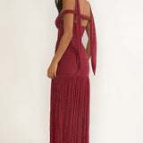 Delora Off-Shoulder Scarf Maxi Dress Red
