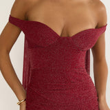 Delora Off-Shoulder Scarf Maxi Dress Red