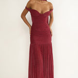 Delora Off-Shoulder Scarf Maxi Dress Red