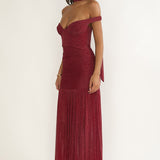 Delora Off-Shoulder Scarf Maxi Dress Red