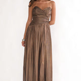 Marin Pointed Sweetheart Maxi Dress Gold