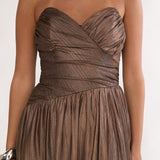 Marin Pointed Sweetheart Maxi Dress Gold
