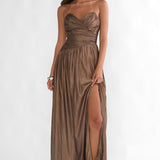 Marin Pointed Sweetheart Maxi Dress Gold