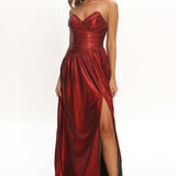 Marin Pointed Sweetheart Maxi Dress Wine