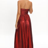 Marin Pointed Sweetheart Maxi Dress Wine