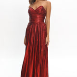 Marin Pointed Sweetheart Maxi Dress Wine