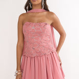 Sunset Serenade Elasticated Waist Mini Skirt Rose