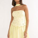 Sunset Serenade Elasticated Waist Mini Skirt Yellow