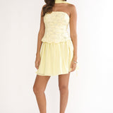 Sunset Serenade Elasticated Waist Mini Skirt Yellow