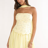 Sunset Serenade Elasticated Waist Mini Skirt Yellow