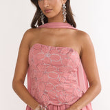 Sunset Serenade Embellished Strapless Top Rose