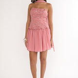 Sunset Serenade Embellished Strapless Top Rose