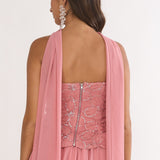 Sunset Serenade Embellished Strapless Top Rose