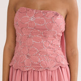 Sunset Serenade Embellished Strapless Top Rose