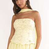 Sunset Serenade Embellished Strapless Top Yellow
