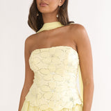 Sunset Serenade Embellished Strapless Top Yellow