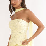 Sunset Serenade Embellished Strapless Top Yellow