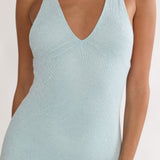 Introductions Knit Sequin Maxi Dress Blue
