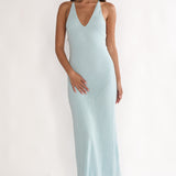 Introductions Knit Sequin Maxi Dress Blue