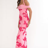 Fleurie Halter Off-Shoulder Maxi Dress Embellished Pink
