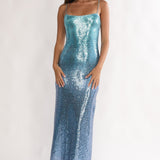 Astara Sequin Maxi Dress Gradient Blue