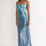 Astara Sequin Maxi Dress Gradient Blue