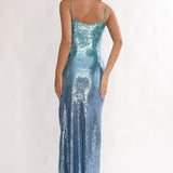 Astara Sequin Maxi Dress Gradient Blue