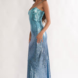 Astara Sequin Maxi Dress Gradient Blue