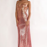Astara Sequin Maxi Dress Gradient Pink