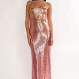 Astara Sequin Maxi Dress Gradient Pink