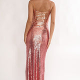 Astara Sequin Maxi Dress Gradient Pink